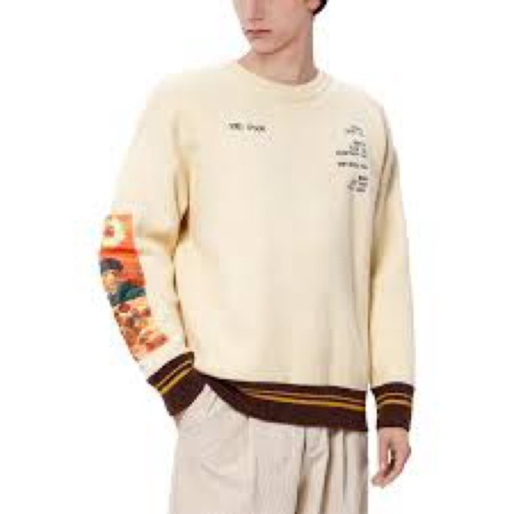 Aelfric Eden Cream and Brown Crewneck Sweater with Minimalist Design Van Gogh - Picture 6 of 6